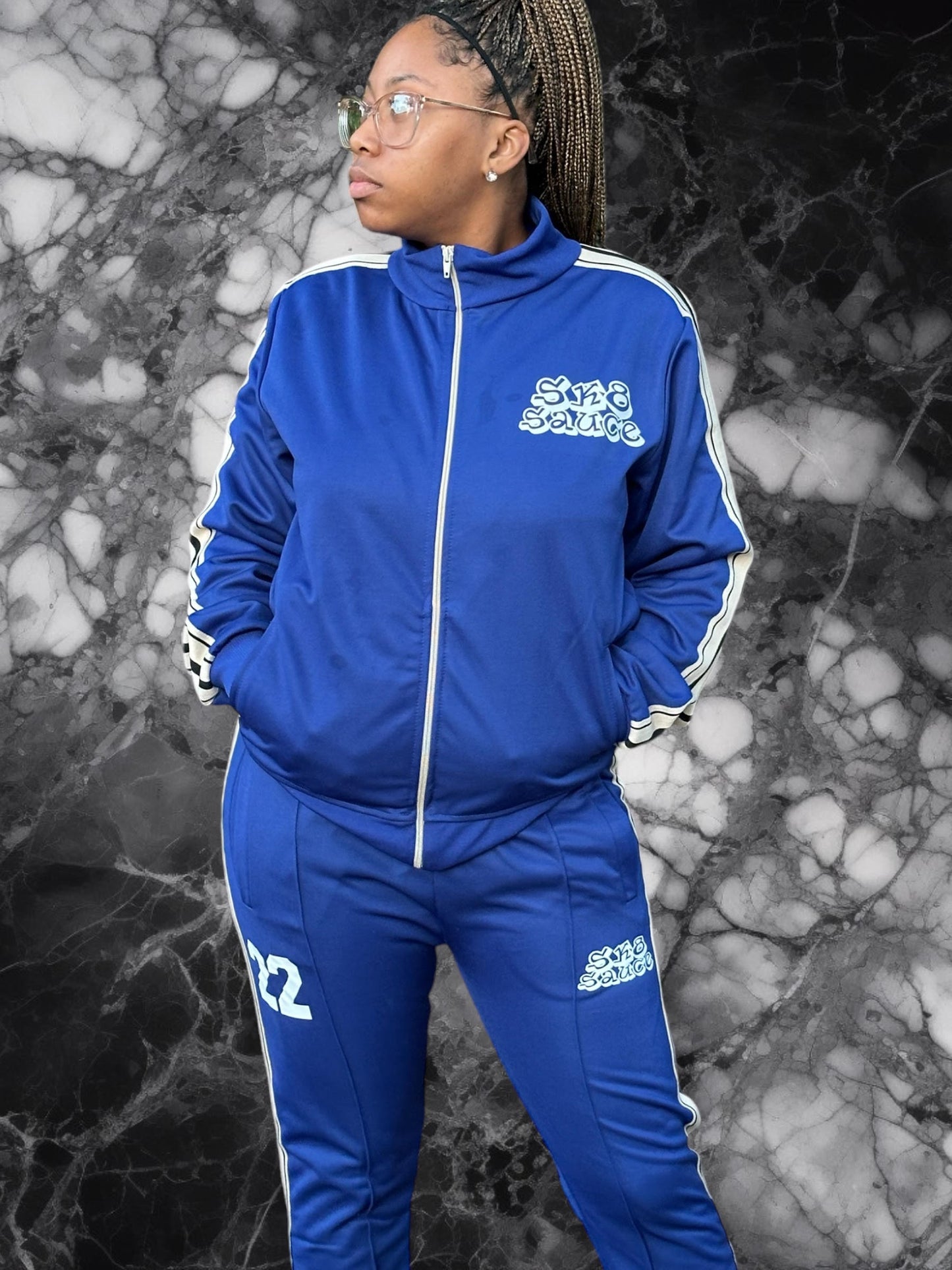 royal blue SFDH tracksuit